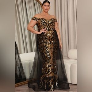 Impeccable Taste Sequin Maxi Dress - Black/Gold.              Fashion Nova-Large